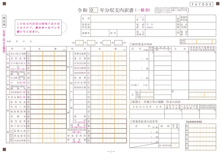 収支内訳書